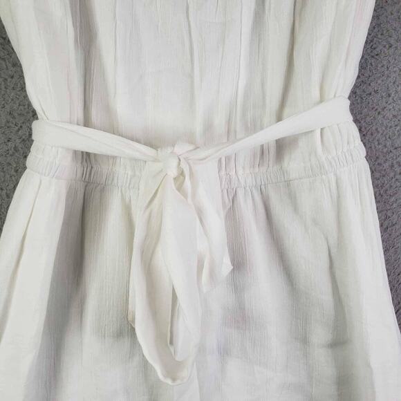 Talbots Dress Cotton Gauze Embroidered Square Neck Belted Women’s Size 10 White - Picture 6 of 9